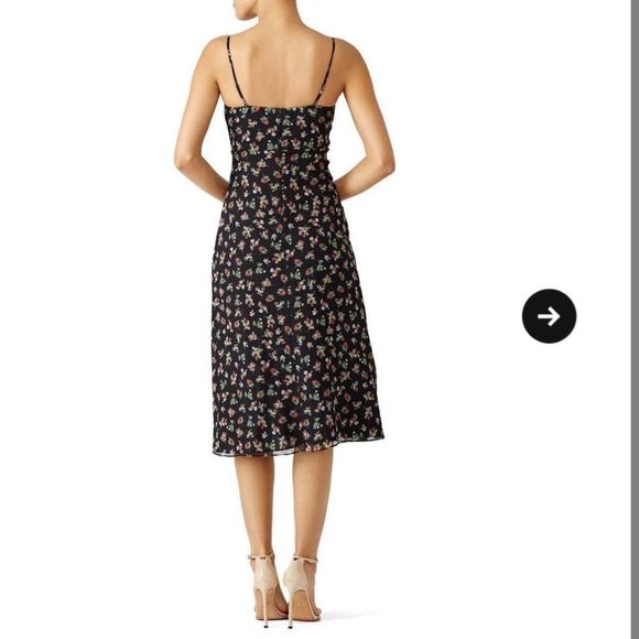 Bailey 44 Black Pink Floral Cutout Midi Dress - Picture 3 of 8